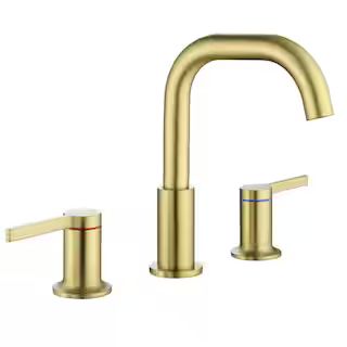 FLG 8 in. Widespread Double Handle Bathroom Faucet 3 Hole Brass Laundry Sink Faucets in Brushed Gold | The Home Depot