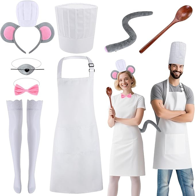 6Pcs/8Pcs Halloween Chef Mouse Costume Set, Cartoon Rat and Chef Cosplay Costume, Mouse Headband ... | Amazon (US)
