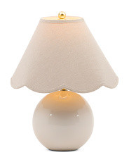 17in Ceramic Orb Table Lamp With Scalloped Shade | Bedroom | Marshalls | Marshalls