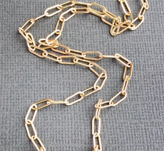 Yellow Gold Filled Chain Necklace, Rectangle Gold Link Necklace, Gold Chain Link Choker, Toggle C... | Etsy (US)