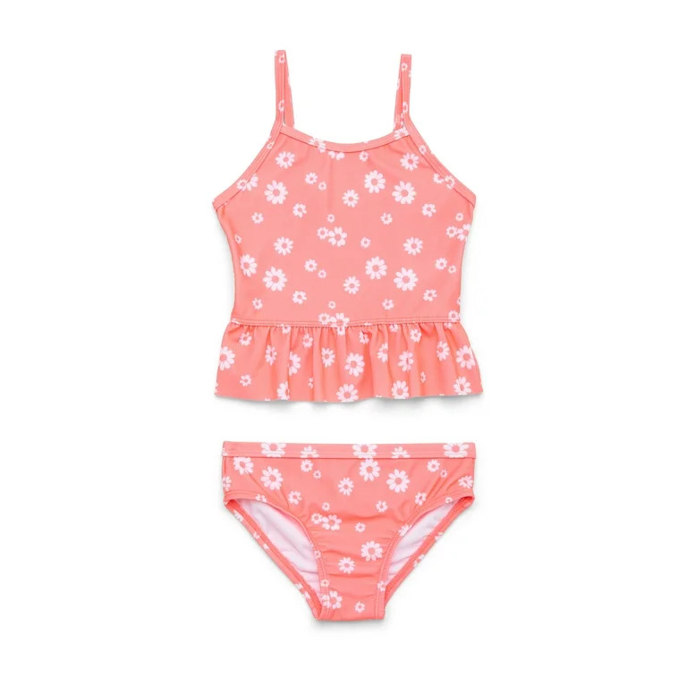 Wonder Nation Baby Girls and Toddler Girls Tankini Swimsuit with UPF50+, 2-Piece, Sizes 12M-5T | Walmart (US)