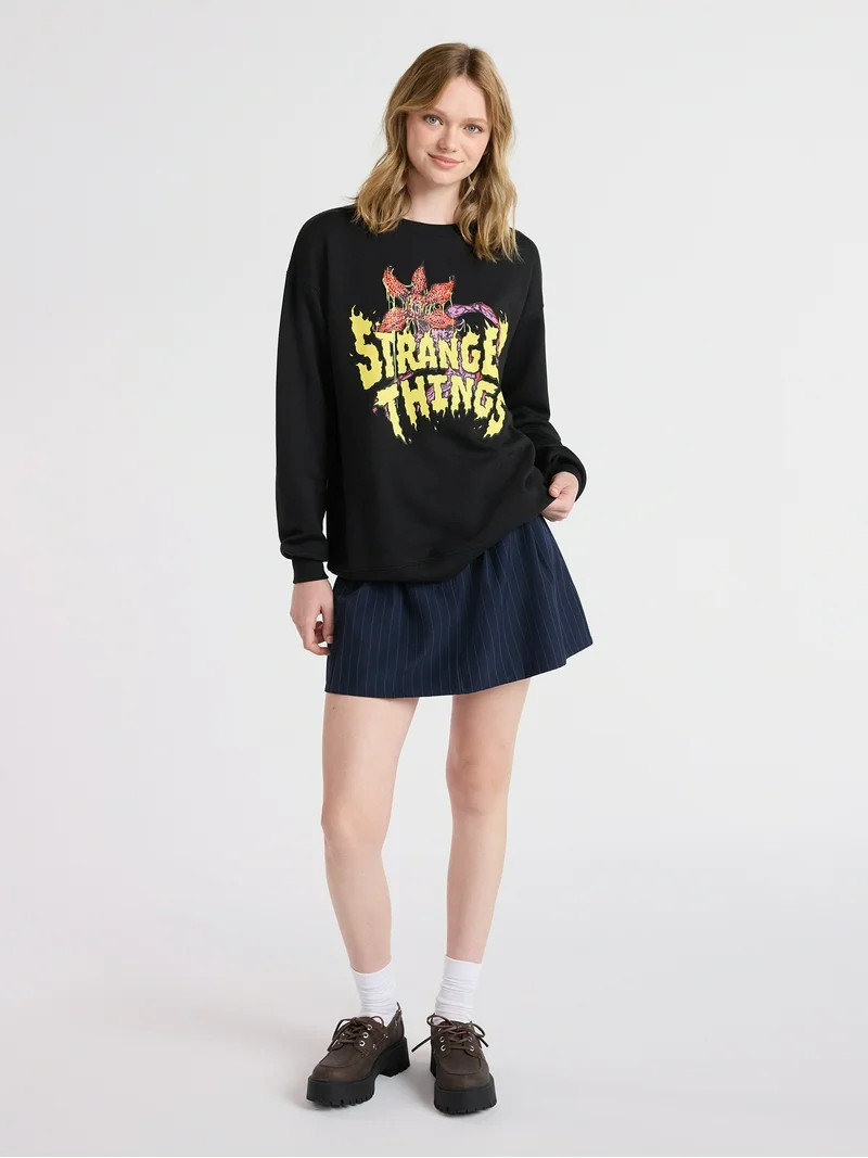 Netflix Stranger Things Oversized Fleece Sweatshirt from No Boundaries, Women’s Plus | Walmart (US)
