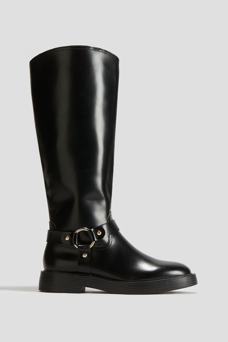 H & M - Knee-High Biker Boots - Black | H&M (US + CA)