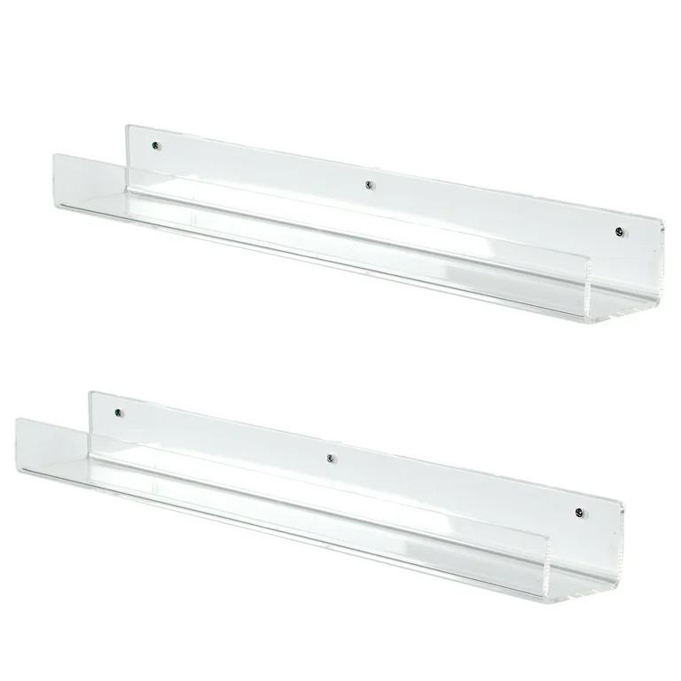 VIVO Dual Acrylic 24" Floating Bookshelves, Clear Wall Display Shelves (2 Pack) | Walmart (US)