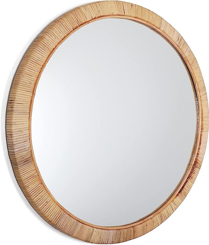 Rutledge & King Round Rattan Mirror - Boho Decorative Wall Mirror - 30" Dia. | Amazon (US)