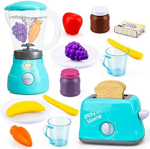 TOY Life Toy Blender Toy Toaster Kitchen Pretend Play Set with Realistic Light Sound Effect Play ... | Amazon (US)