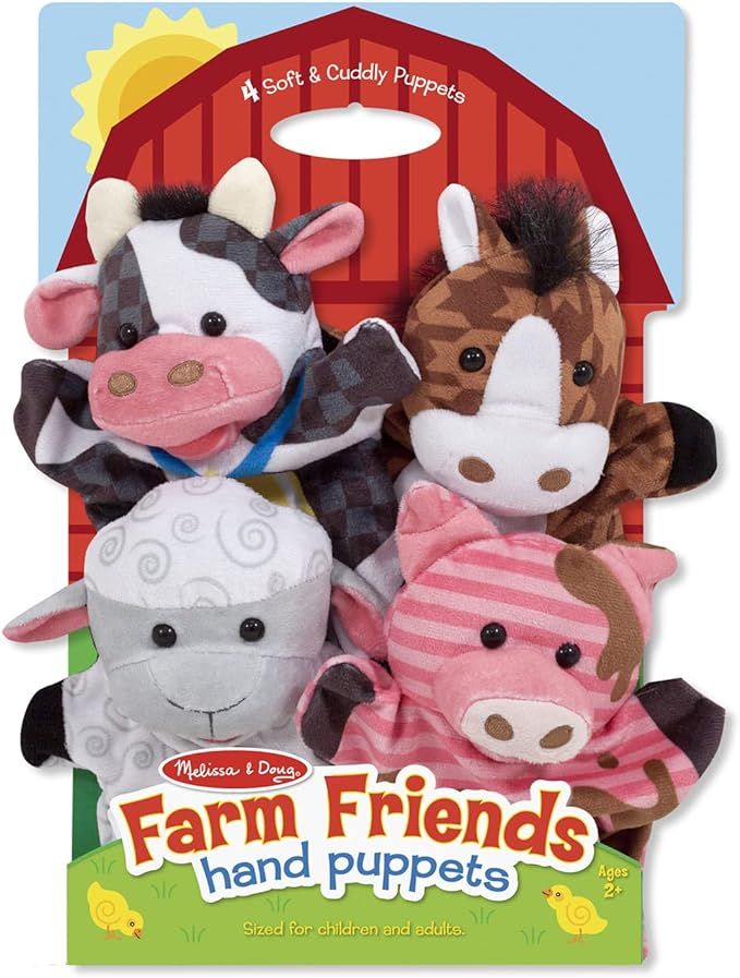 Melissa & Doug Farm Friends Hand Puppets (Set of 4) - Cow, Horse, Sheep, and Pig | Amazon (US)