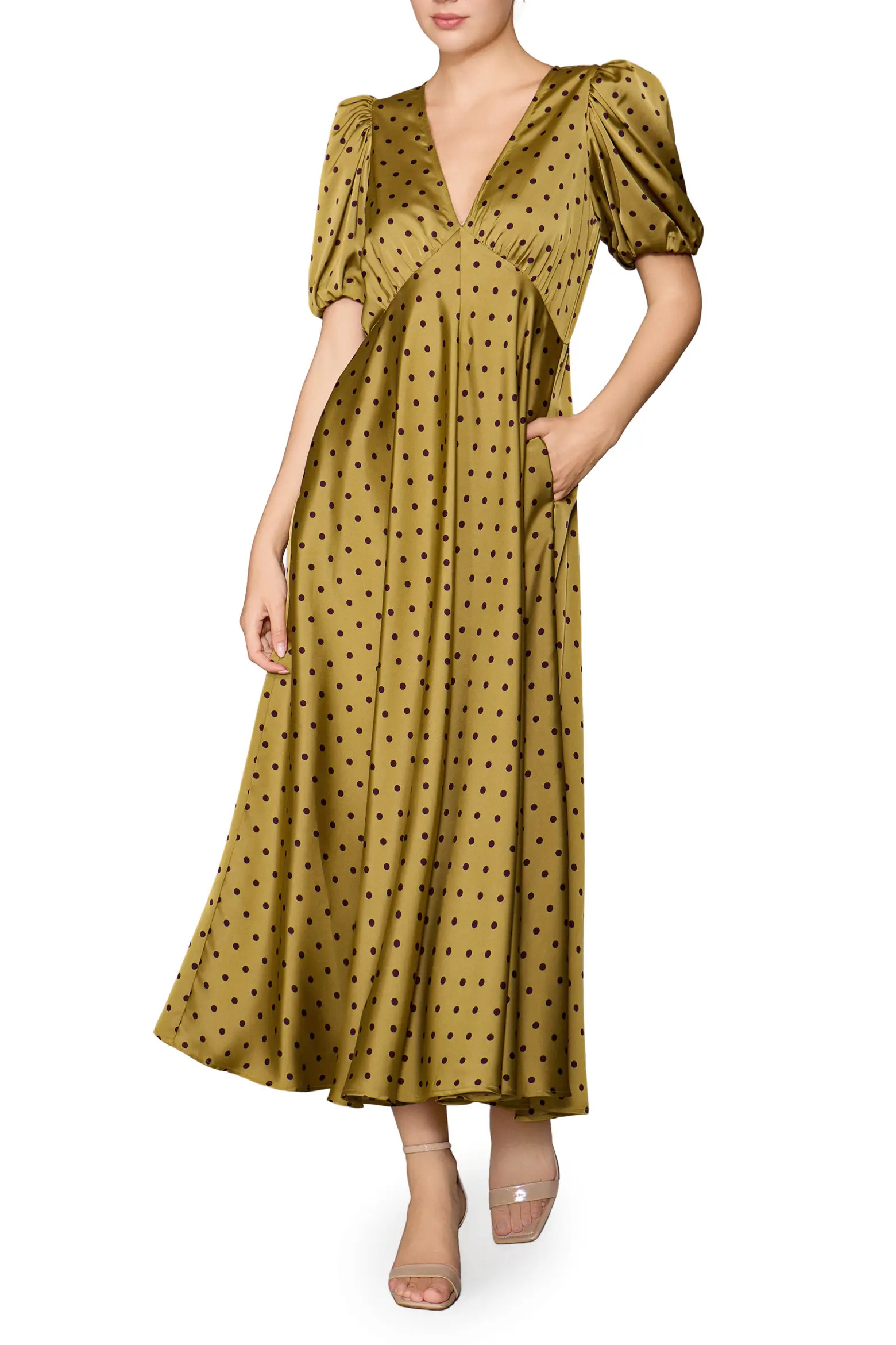 MELLODAY Polka Dot Satin Maxi Dress (Women) | Nordstrom | Nordstrom