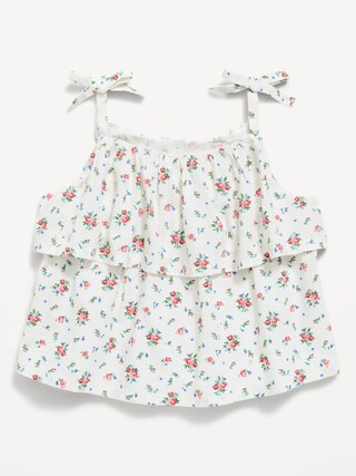 Printed Sleeveless Crinkle Tie-Strap Top for Toddler Girls | Old Navy (US)