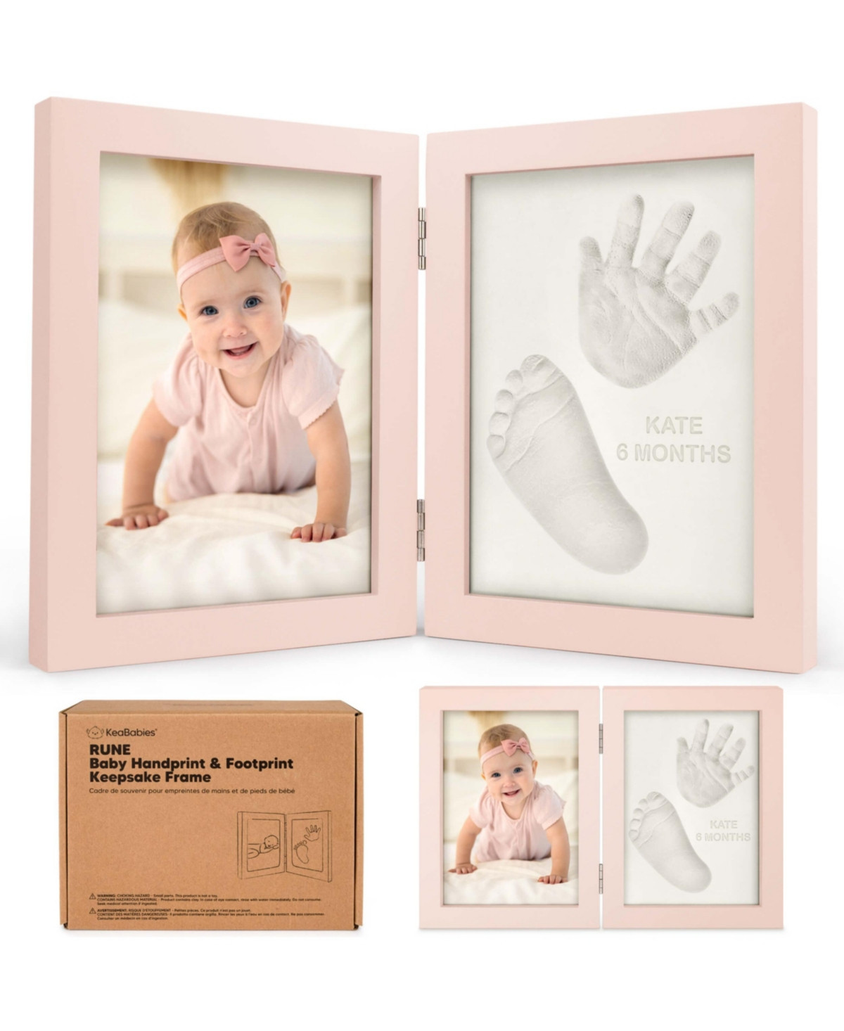 Rune Baby Hand and Footprint Kit Frame, Baby Shower Gifts for Girls, Boys, Newborn Baby Footprint Kit Makers - Petal pink | Macy's