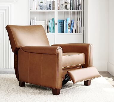 Irving Roll Arm Leather Recliner | Pottery Barn (US)