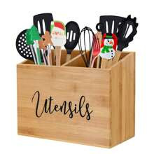 Kitchen Utensil Holder With 2 Compartments, Farmhouse Kitchen Decor Utensil Holder, Rustic Silverware Utensil Caddy, Kitchen Countertop Organizer And | SHEIN
