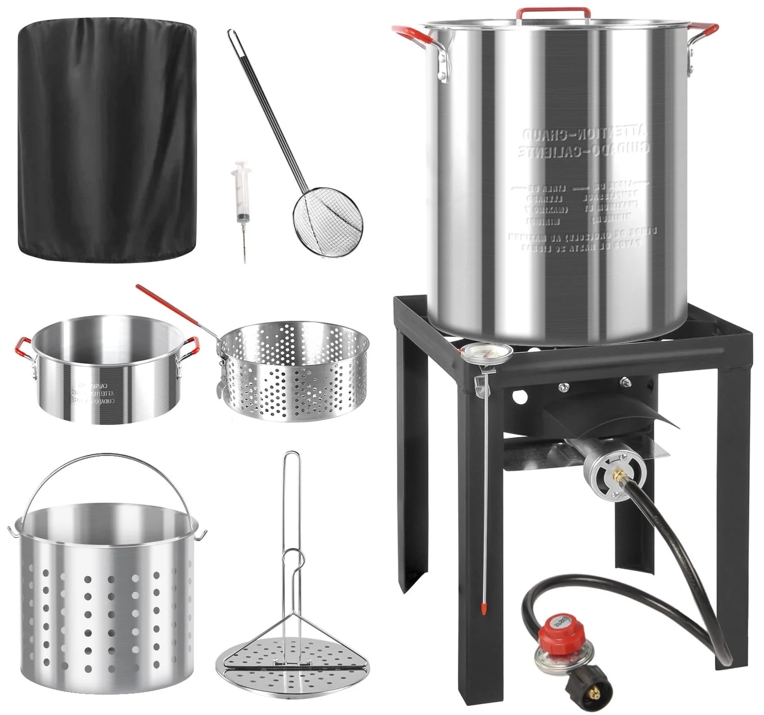 30QT & 10QT Outdoor Turkey Fryer | Seafood Boil Pot | Cover & Skimmer Included | 50,000BTU Propan... | Walmart (US)