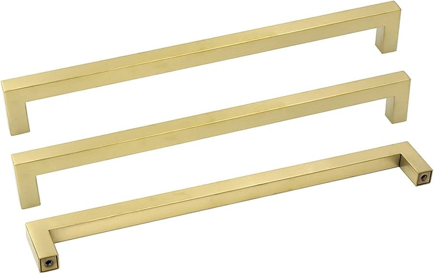 goldenwarm 10 Pack Brushed Brass Cabinet Hardware Gold Drawer Pulls - LSJ12GD320 Gold Kitchen Har... | Amazon (US)