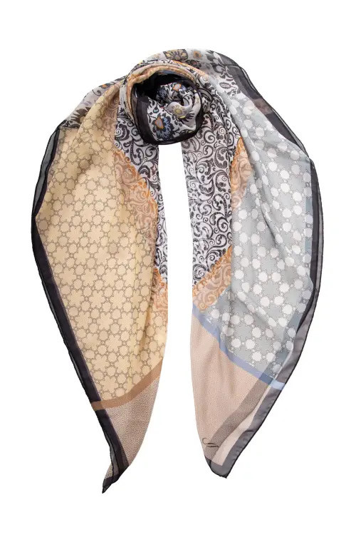 Elizabetta Dafne - Large Silk Scarf for Women in Beige And Grey at Nordstrom | Nordstrom