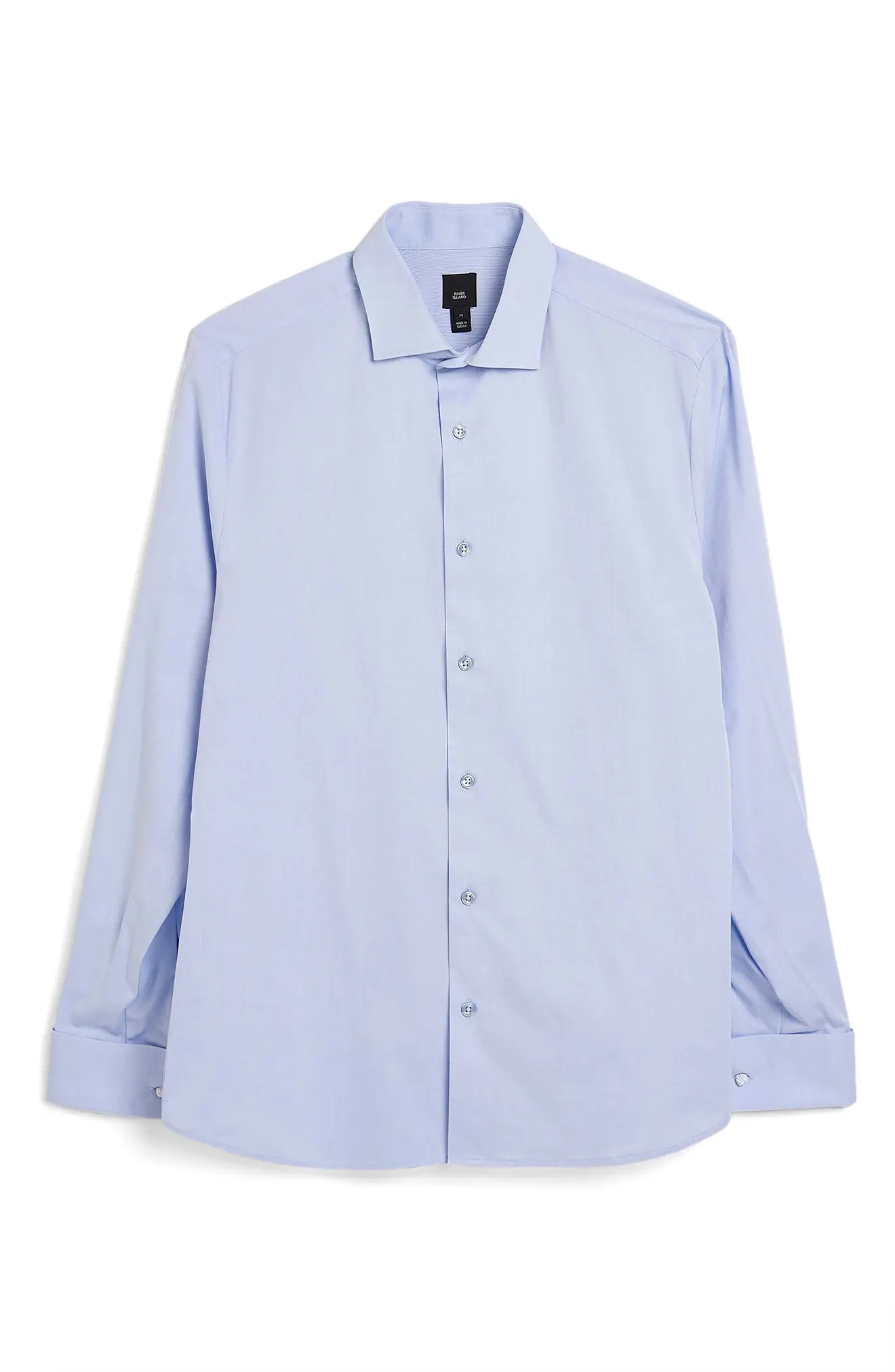 River Island Solid Blue Button-Up Shirt in Light Blue at Nordstrom, Size Medium | Nordstrom
