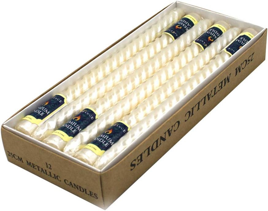 luosh Taper Candles Long Candles Wax Twisted Smokeless Wedding Dinner Candle Set,12 Piece | Amazon (US)