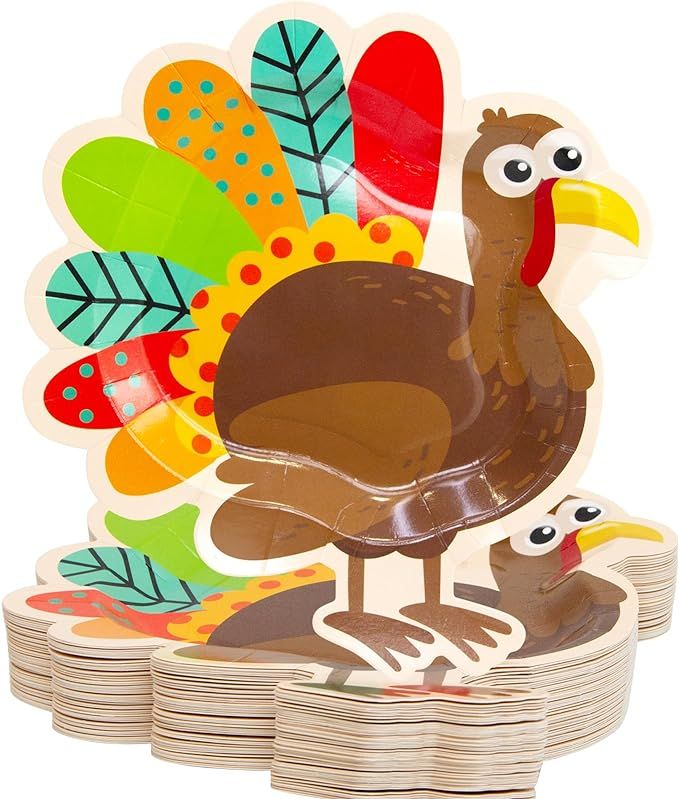 FANCY LAND 50PCS Thanksgiving Paper Plates 9” Turkey Party Plates Disposable Dinner Plates Than... | Amazon (US)