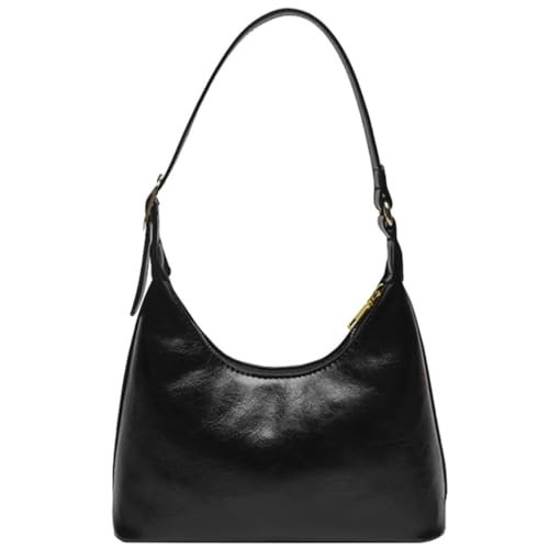 Ruofuna Small Shoulder Bag for Women,Trendy Cute Everyday Purse 2024,Retro Women's Shoulder Handbags, Zipper Ladies PU Leather Under The Arm Purse,Black | Amazon (US)