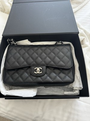 Chanel Jumbo Flap bag. Caviar leather with silver coloured hardware. Genuine. | eBay UK