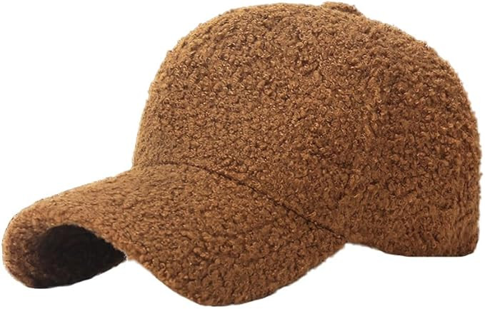 Lamb-Wool Baseball-Caps Warm-Winter Teddy-Fleece Hip-Hop Cap for Men Women Outdoor Travel | Amazon (US)