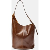 Zara - Asymmetric Leather Bucket Bag - Women - Brown - Women | Zara US