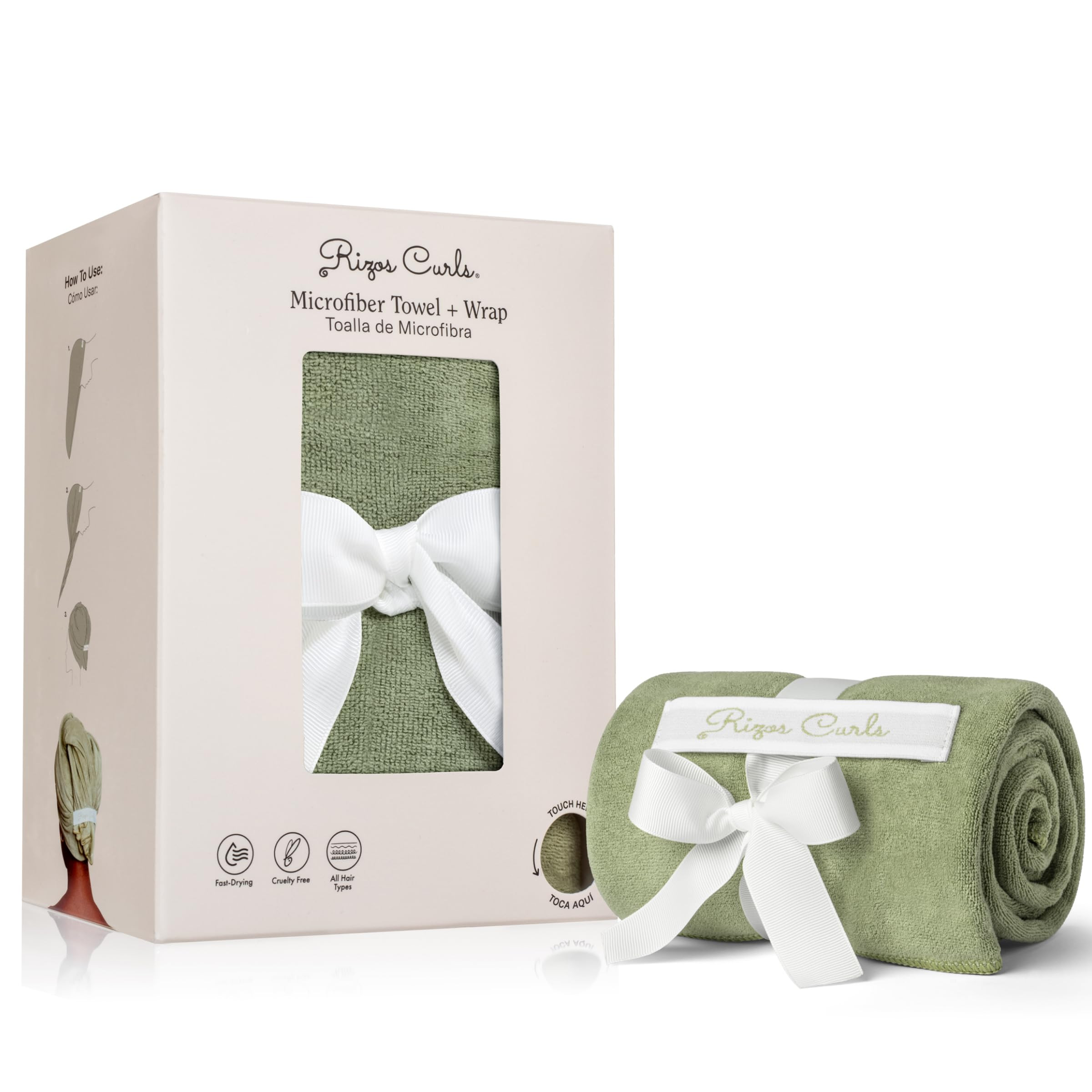 Rizos Curls Ultra-Absorbent Microfiber Hair Towel Wrap - Fast-Drying, Frizz & Breakage Prevention... | Amazon (US)