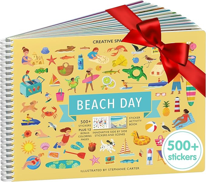 Beach Day Sticker + Coloring Book (500+ Fun Stickers for Kids & 12 Coloring Pages)- Side by Side ... | Amazon (US)