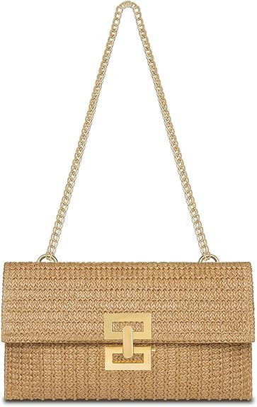 Straw Clutch Purse for Women Designer Evening Handbag Summer Beach Shoulder Crossbody Bag | Amazon (US)