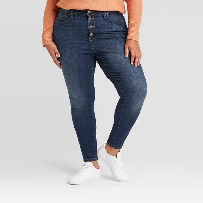 Women's Plus Size High-Rise Skinny Jeans - Ava & Viv™ Dark Wash | Target