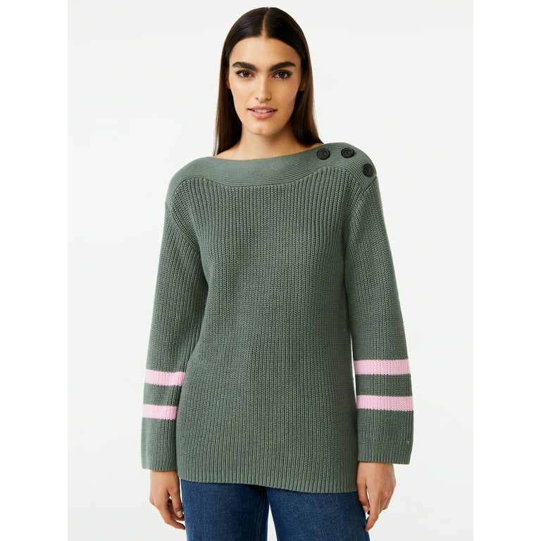 Free Assembly Women's Button Shoulder Sweater | Walmart (US)