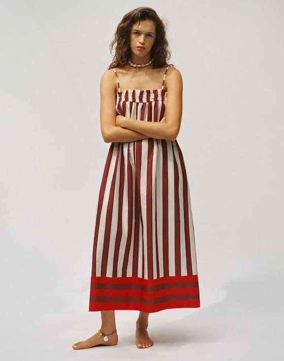 Ruffle A-Line Midi Dress in Stripe | Madewell