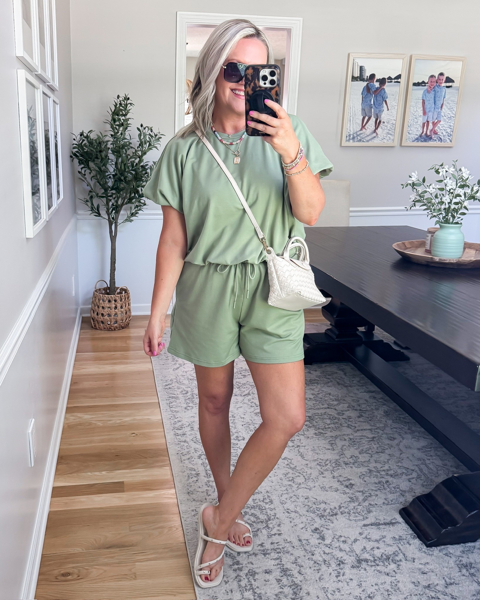 This matching set is exactly what I want on the days when it’s too hot to think about an outfit. The soft sage green, relaxed tee and drawstring shorts feel comfortable, but the matching pieces make it look pulled together with sandals and a crossbody.

matching set, sage green set, shorts set, casual summer outfit, drawstring shorts, matching outfit, comfortable style, summer fashion, casual set, lovelylifestyling

#LTKdayinmylife #LTKootd #LTKOver40