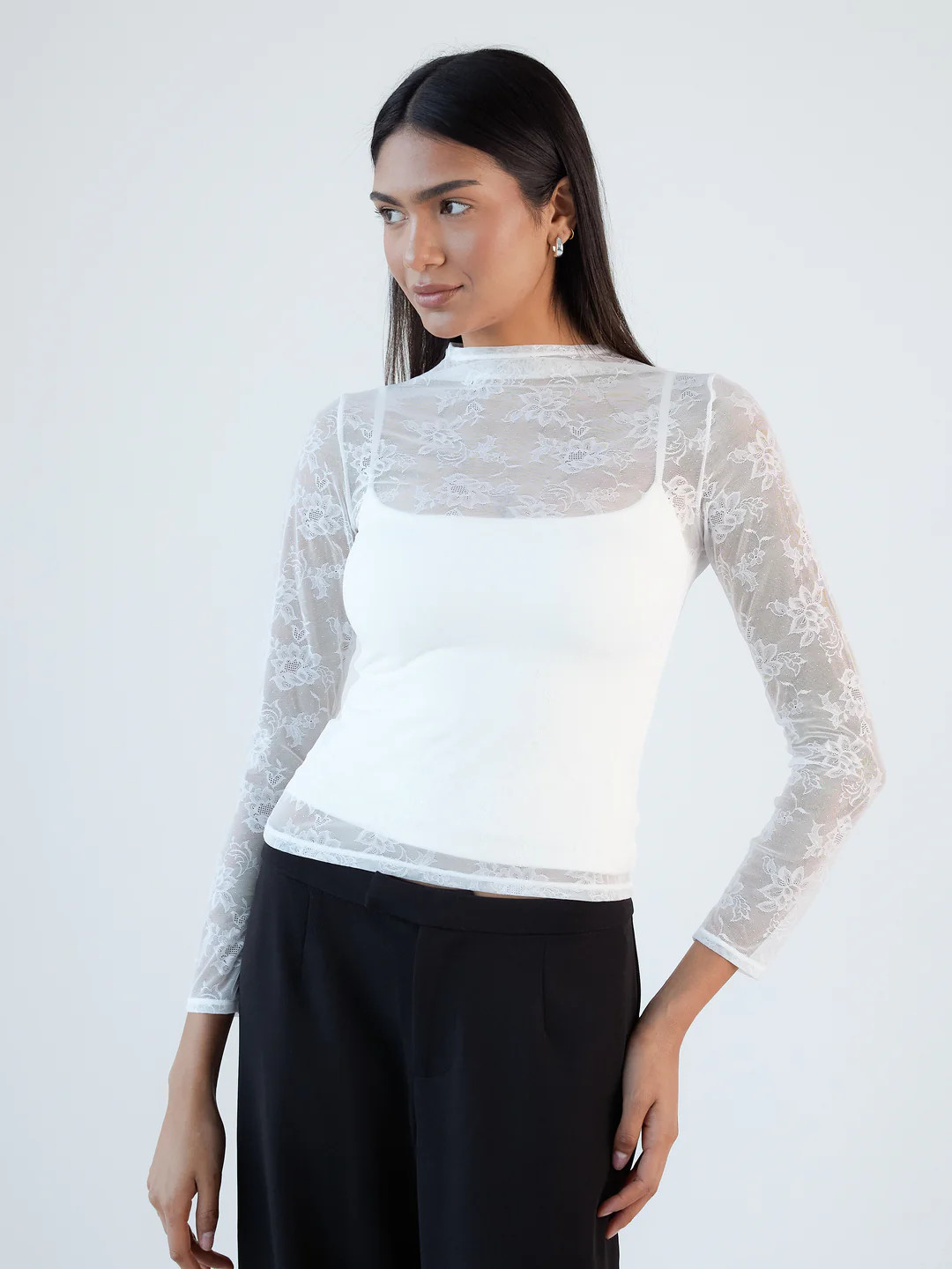 Two Piece Lace Long Sleeve Brami (Full Length) | Klassy