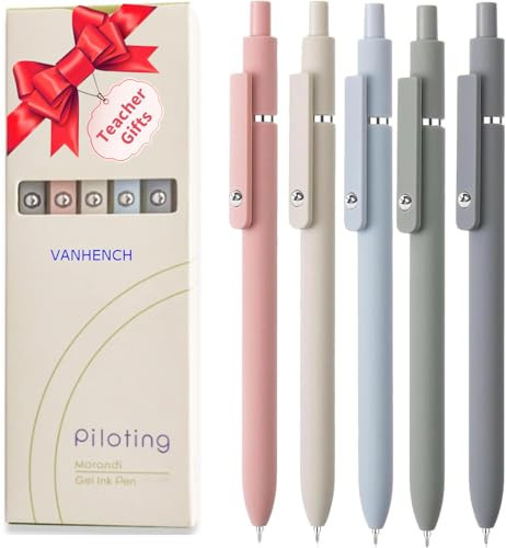 Vanhench 5Pcs Gel Pens, Black Ink Pen Fine Point Smooth Writing Pen, Aesthetic Pens for Journaling Note Taking, Teacher Gifts for Women, Teacher Supplies, Preppy Stuff | Amazon (US)