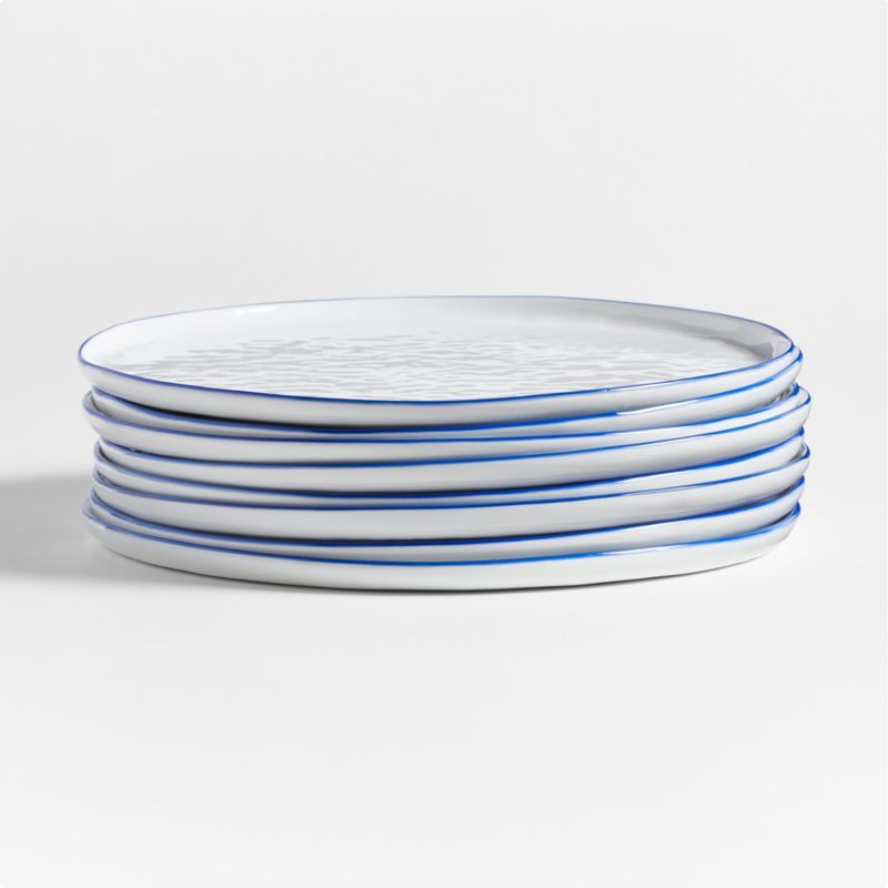 Mercer Blue Rim Round Ceramic Dinner Plates, Set of 8 + Reviews | Crate & Barrel | Crate & Barrel