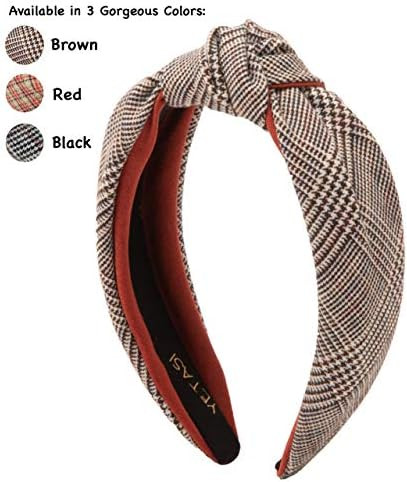 Knotted Headband for Women Plaid Well Made Brown Headband Women . Classy Designer Headbands for Wome | Amazon (US)