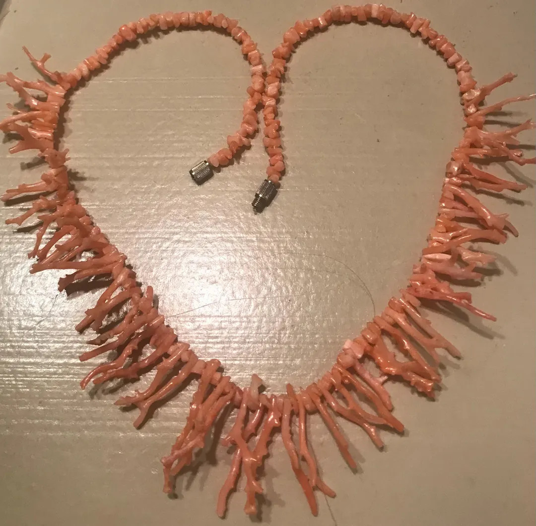 Vintage Angel Skin Coral Fringe Necklace - Etsy | Etsy (US)