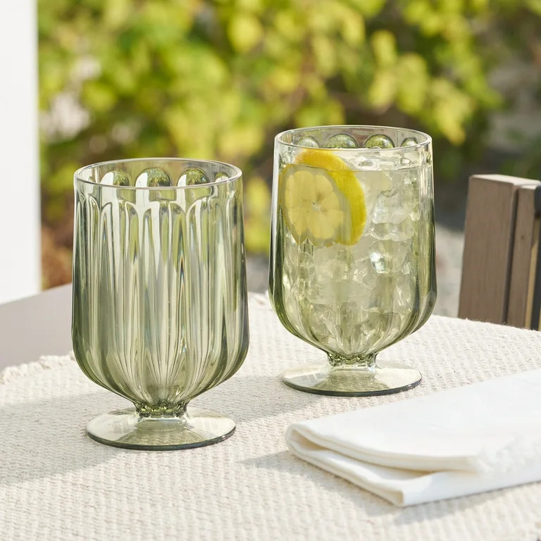 Better Homes & Gardens 4-Piece 15-Ounce Tritan Plastic Wine Goblet Set, Green | Walmart (US)