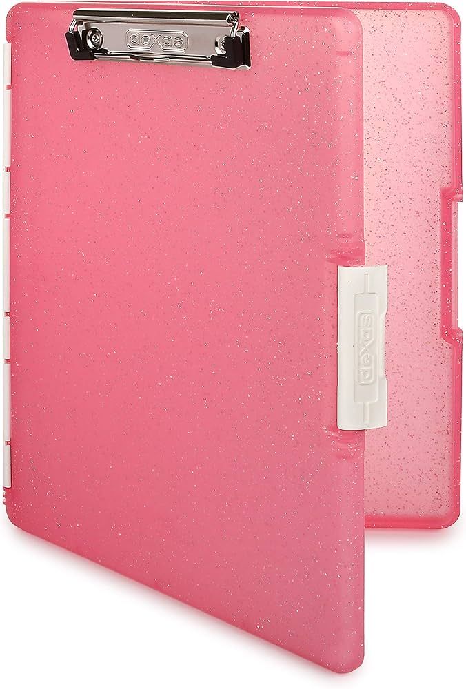 Dexas Slimcase 2 Storage Clipboard with Side Opening, Pink Glitter with White Binding | Amazon (US)