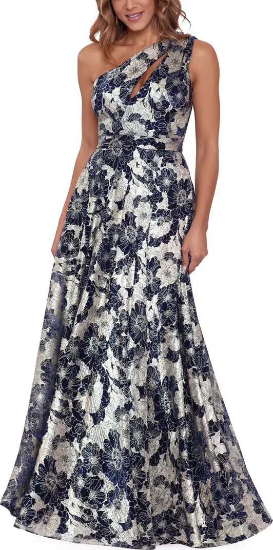 Metallic Floral One-Shoulder Gown | Nordstrom