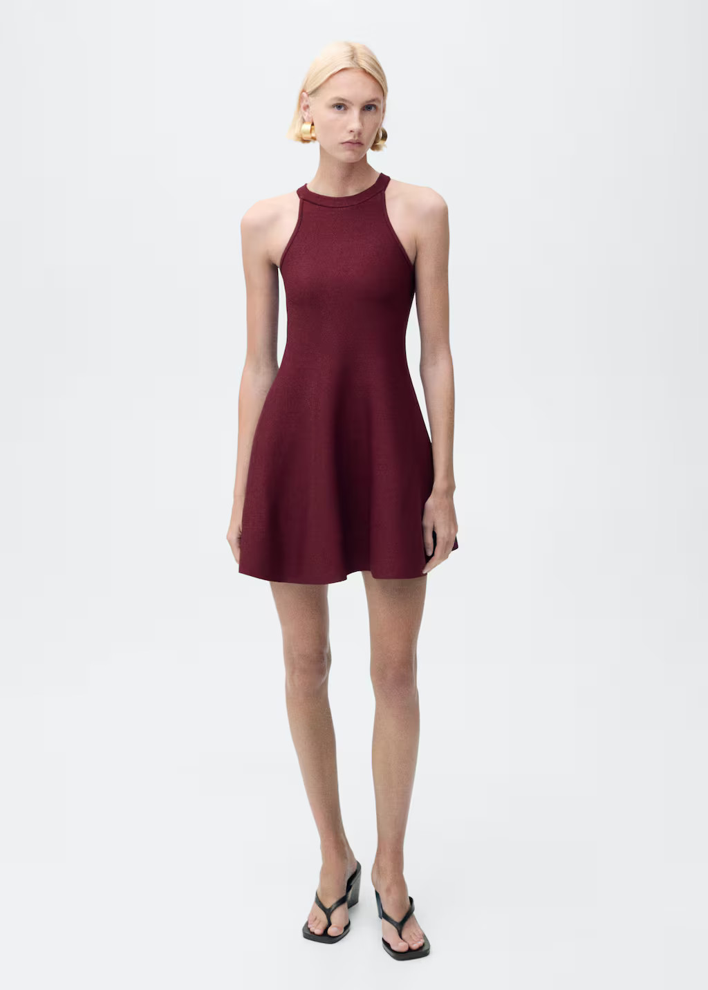 Short peplum knitted dress maroon - Women - 4 - MANGO | Mango (US/MX/AU)