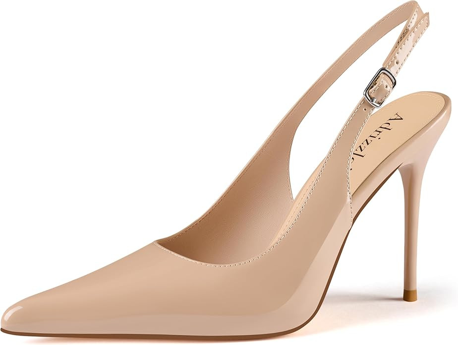 Adrizzlein Womens Slingback High Heels Pointed Toe Heels Closed Toe Stiletto Pumps Comfortable Se... | Amazon (US)