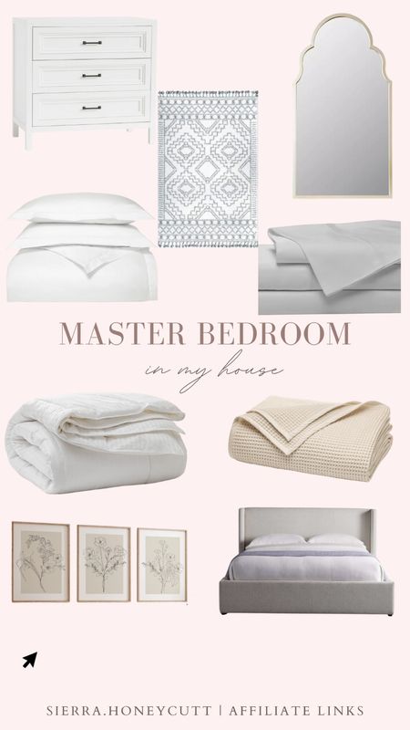 Master bedroom, bedding, mirrors, nightstand, sheets, blanket, duvet cover, wall art, neutral home 

#LTKSeasonal #LTKhome
