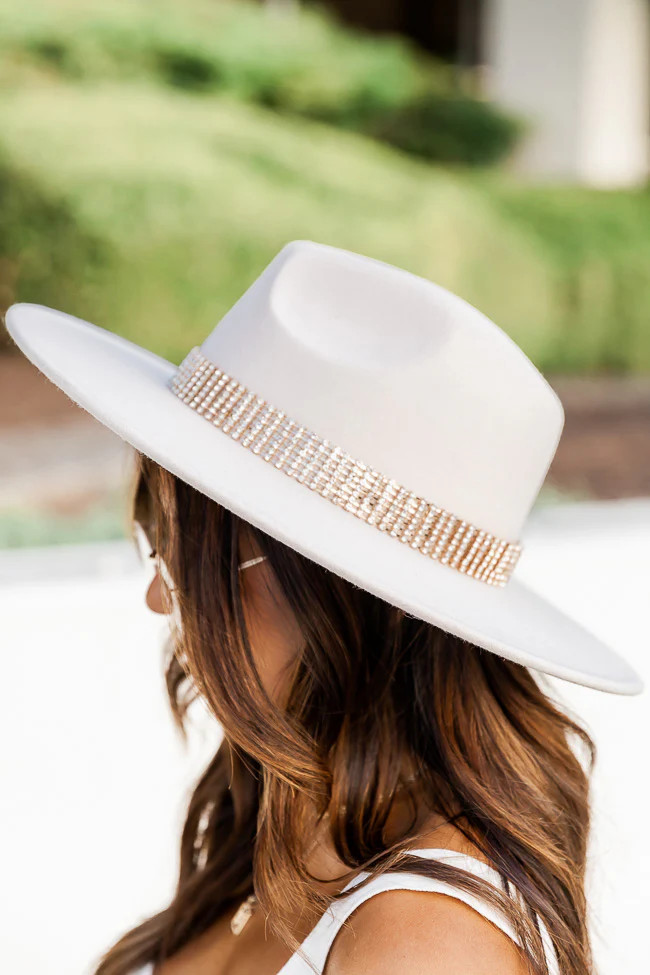 Hello Darlin' Cream Jeweled Fedora Hat | Pink Lily