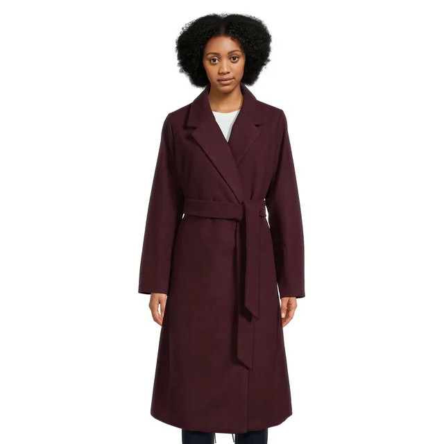 Jason Maxwell Women's and Women's Plus Long Coat with Tie Belt, Sizes S-3X | Walmart (US)