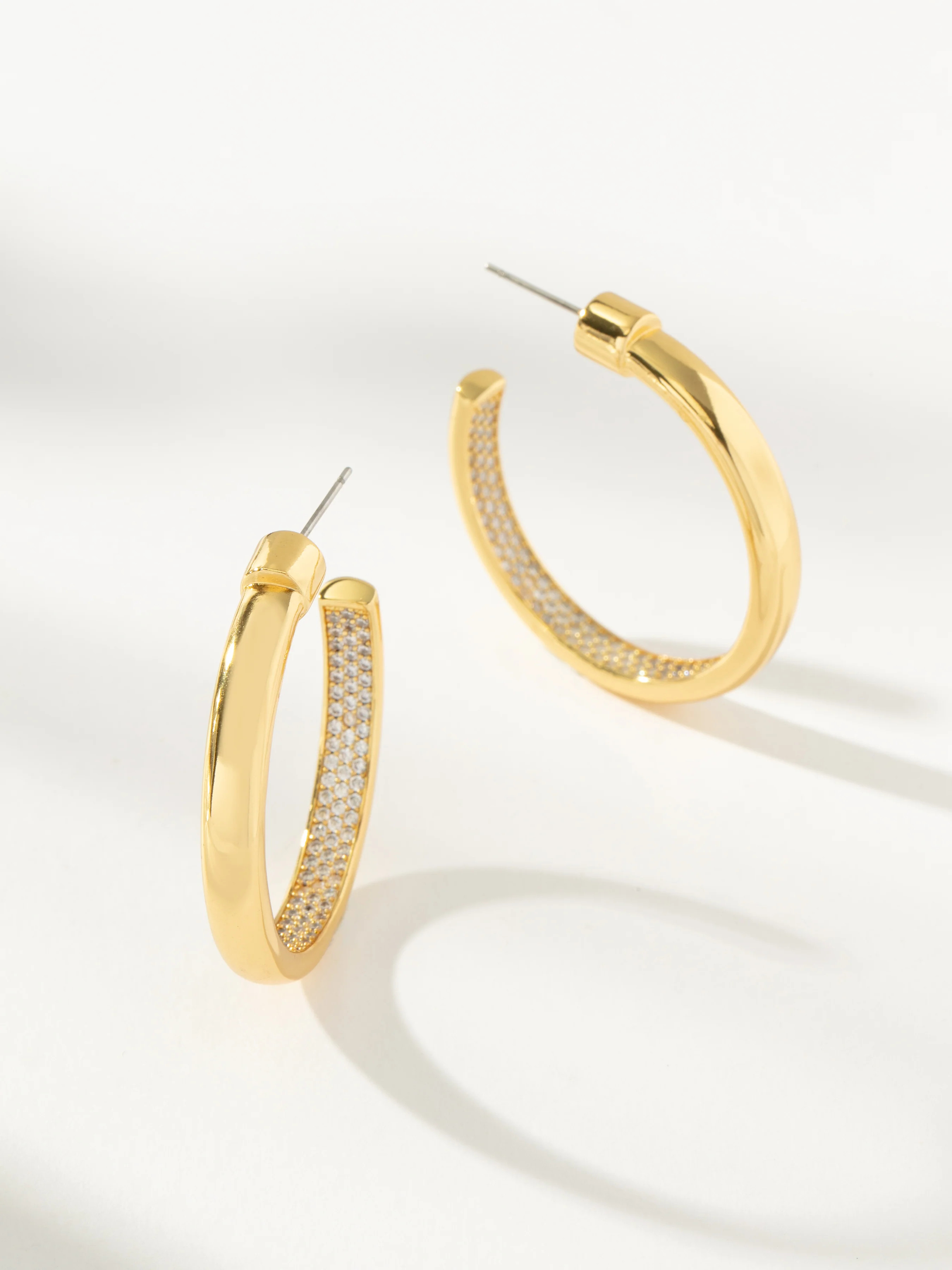 Closer Look Pavé Lined Hoop Earrings in Gold | Uncommon James | Uncommon James