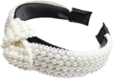 Pearl Headbands for Women Fashion Knot White Head Band Design Bridal Elegant Wedding Headwear Wid... | Amazon (US)