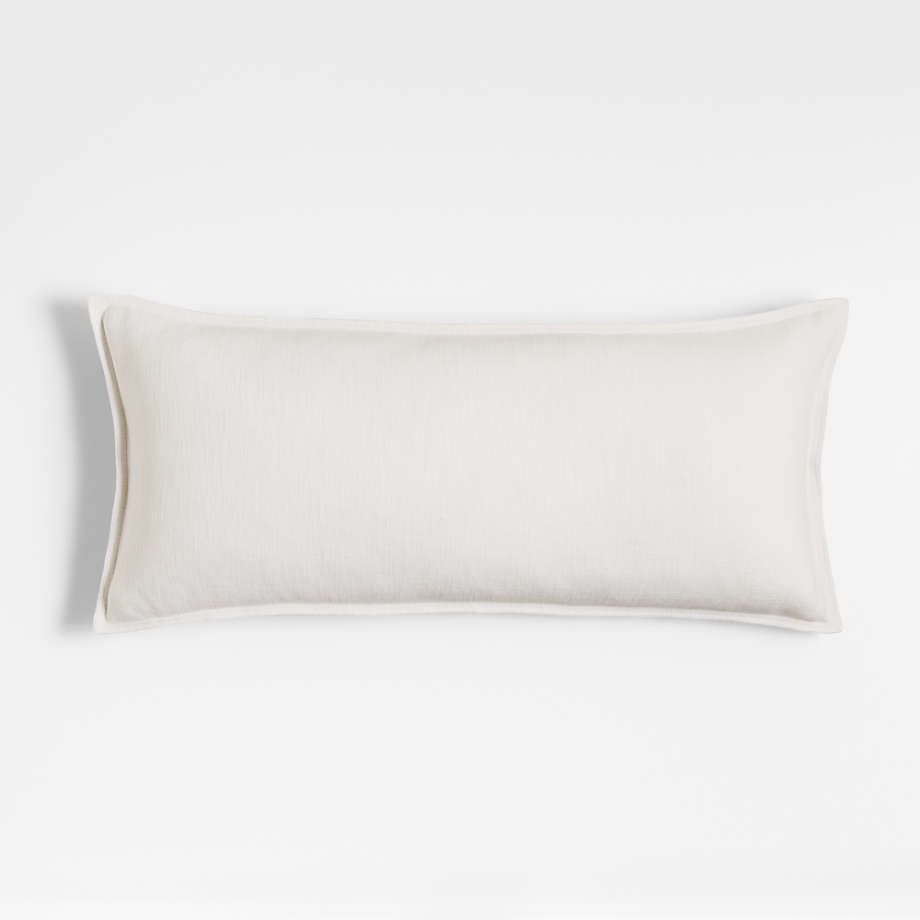 White 36"x16" Laundered Linen Throw Pillow | Crate & Barrel