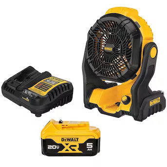 DEWALT 8-in 20 -Volt 3 -Speed Indoor/Outdoor Yellow Jobsite Fan Battery(s) Included and Charger I... | Lowe's